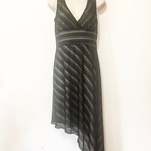 Y2K striped Asymmetrical v-neck cocktail dress